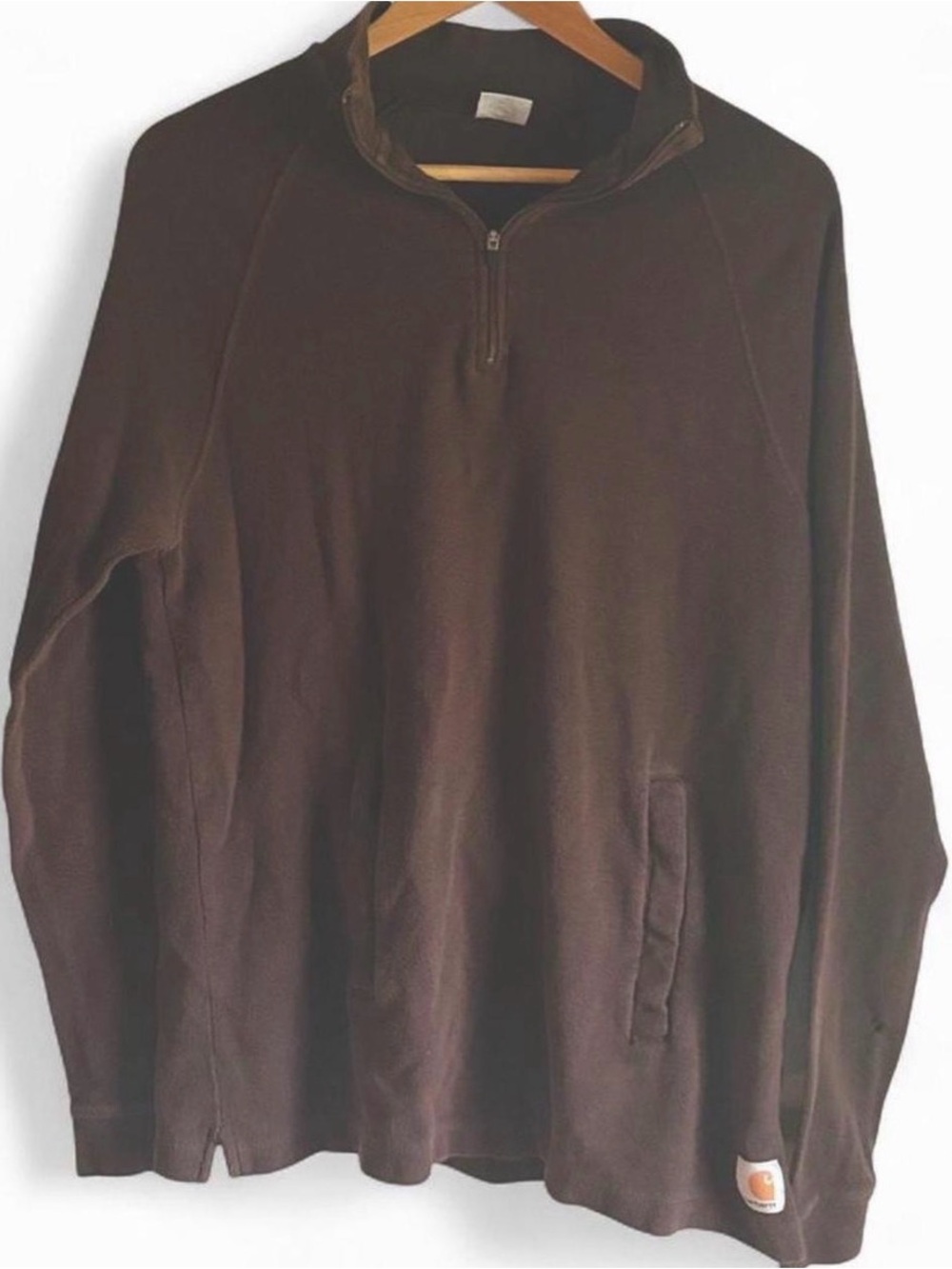 Vintage Carhartt Brown Waffle Knit Quarter Zip Pullover